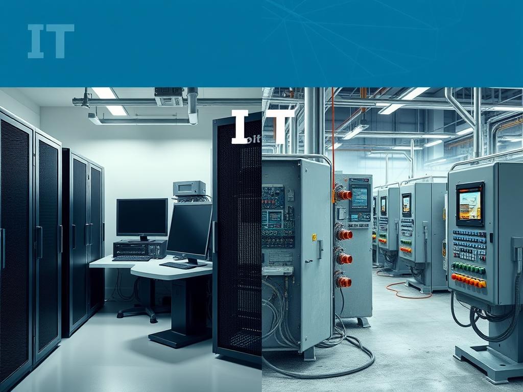 Toronto manufacturing environment showing rugged OT equipment versus standard IT equipment